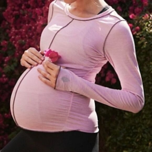 Free People Movement X HATCH LARGE Right On Run Layer Maternity Tops Pink Haze R - Picture 2 of 6